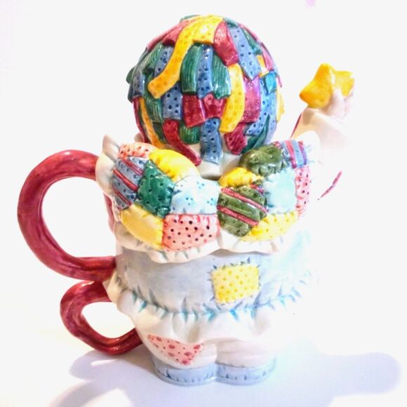 Vintage Patchwork Angel Tea Pot 1996 Cosmos Exclusive for H.O.L. PLEASE READ - Picture 2 of 6